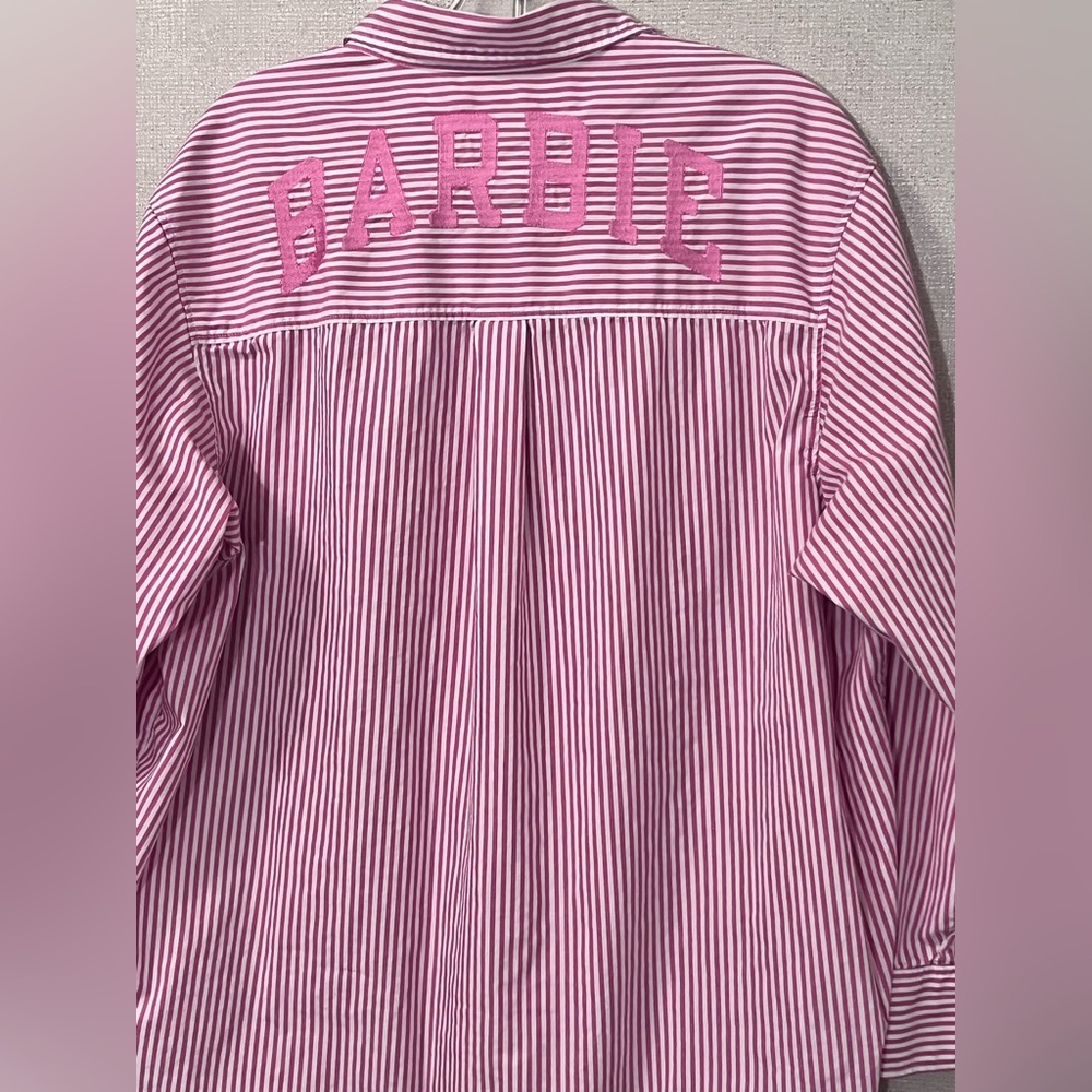 Gap × Barbie™ Adult Organic Cotton Stripe Big Shirt - Picture 7 of 8